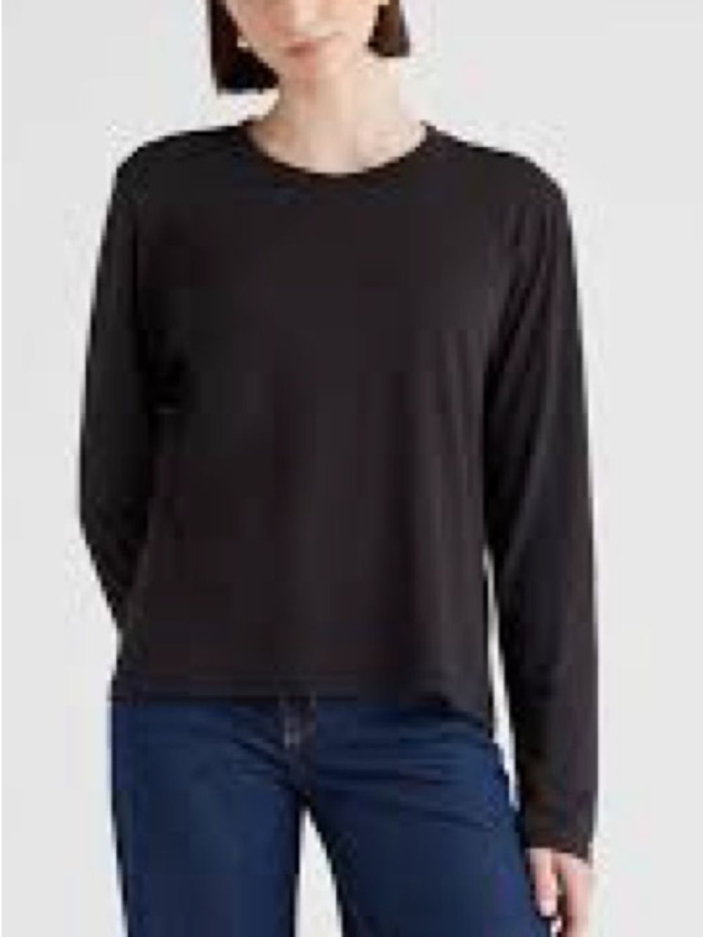 QUINCE Cotton Modal Relaxed Long Sleeve Tee In Black